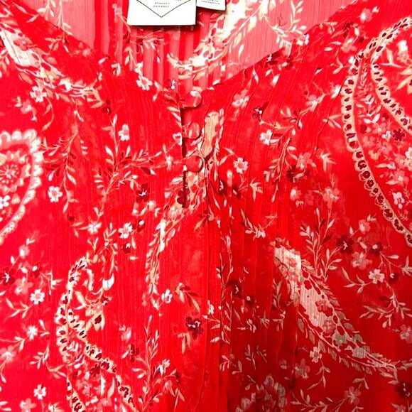 St. Johns Bay Flowy Red Paisley Floral Blouse Sz:1X - Picture 7 of 12